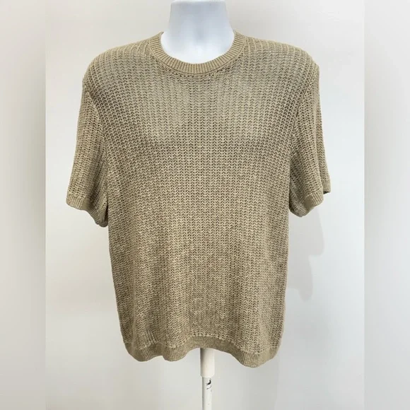 ABERCROMBIE & FITCH Men's taupe open knit crewneck sweater size M - Picture 3 of 14